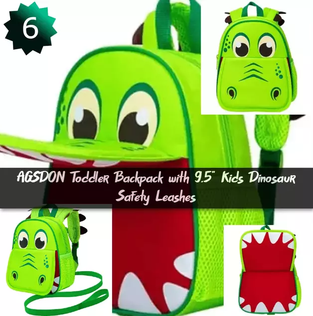 AGSDON Toddler Backpack with 9.5 Kids Dinosaur Safety Leashes