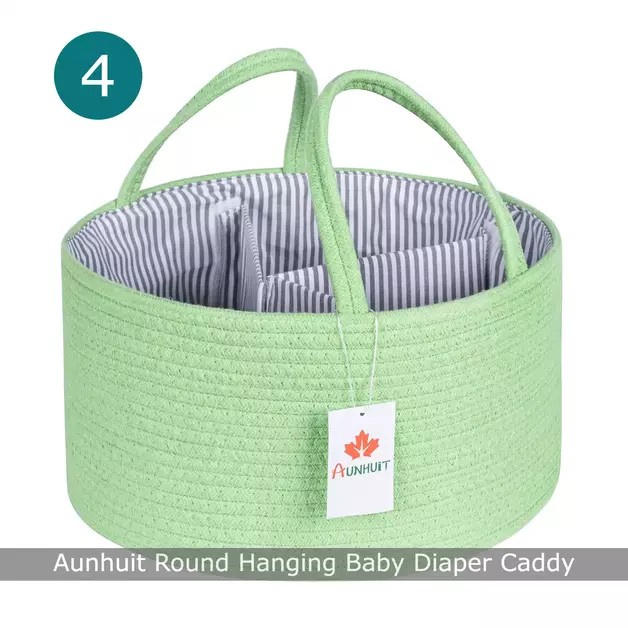 Aunhuit  Round Hanging Baby Diaper Caddy  Nursery Organizer