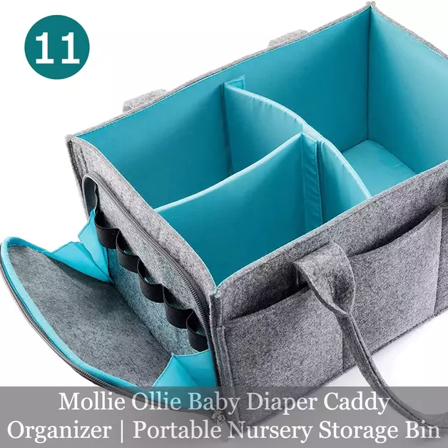 Mollie Ollie Baby Diaper Caddy Organizer  Portable Nursery Storage Bin